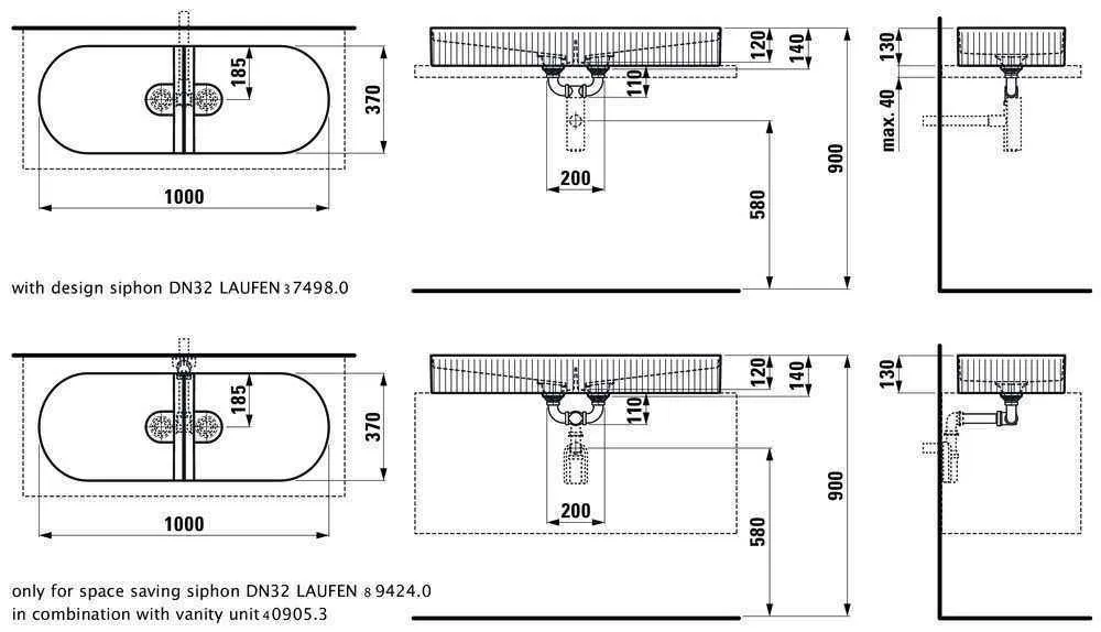 Умивальник підвісний Laufen Sonar H8123494001121