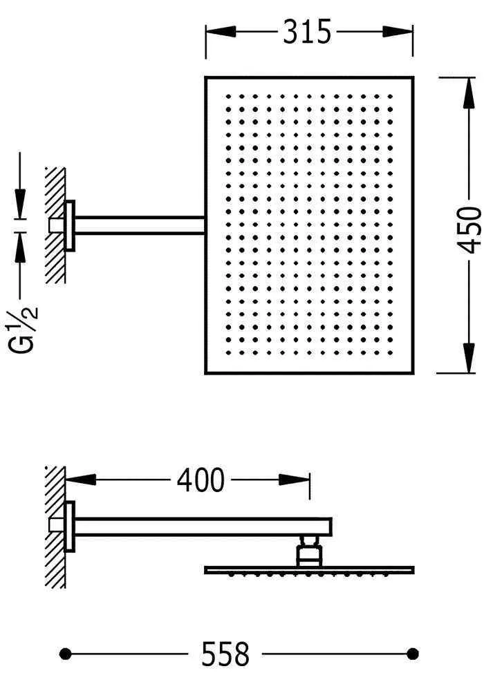 Верхний душ Tres 450Х315 29953203