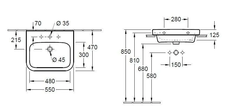 Подвесной умывальник Villeroy and Boch Architectura 41885LT1