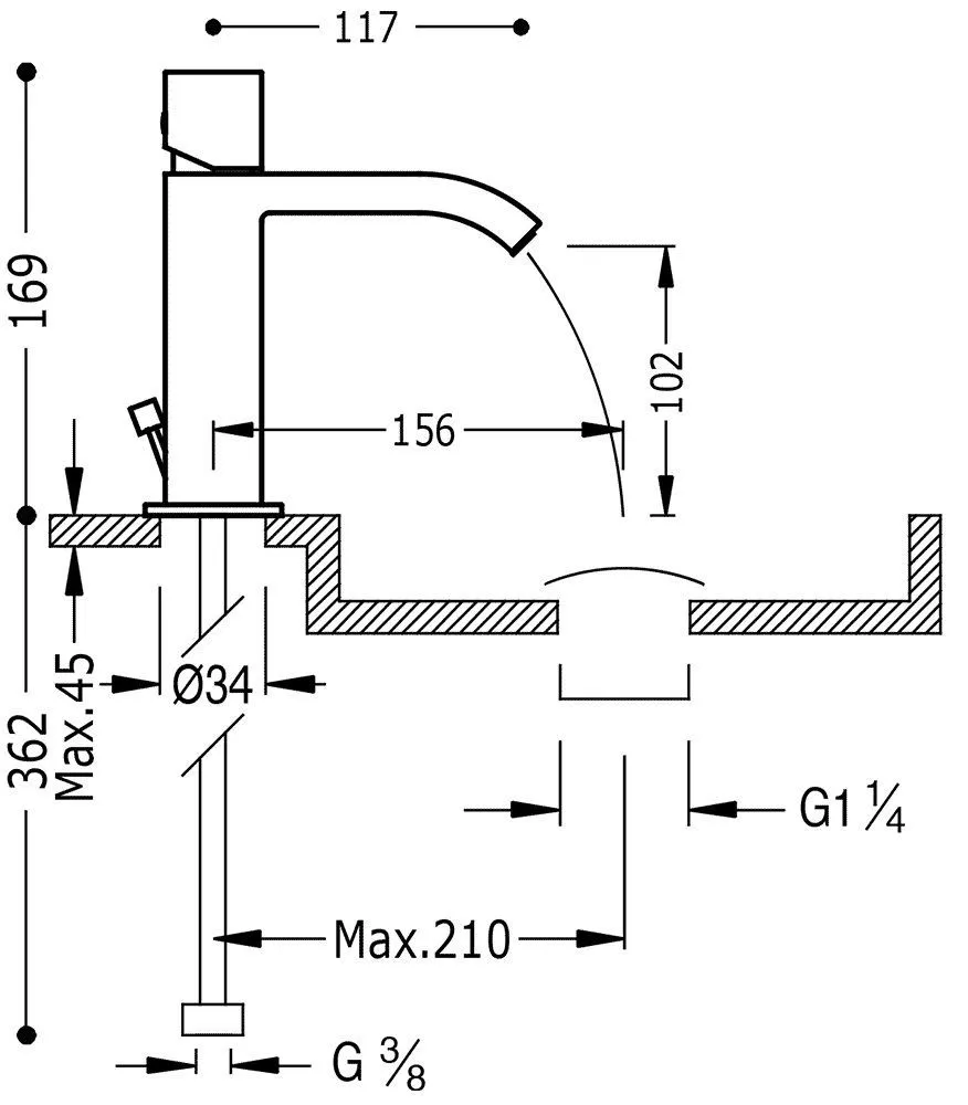 Смеситель для раковины Tres Cuadro 00610102D