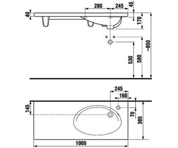 Умывальник Jika Tigo  H8122190001061 (правосторонний)