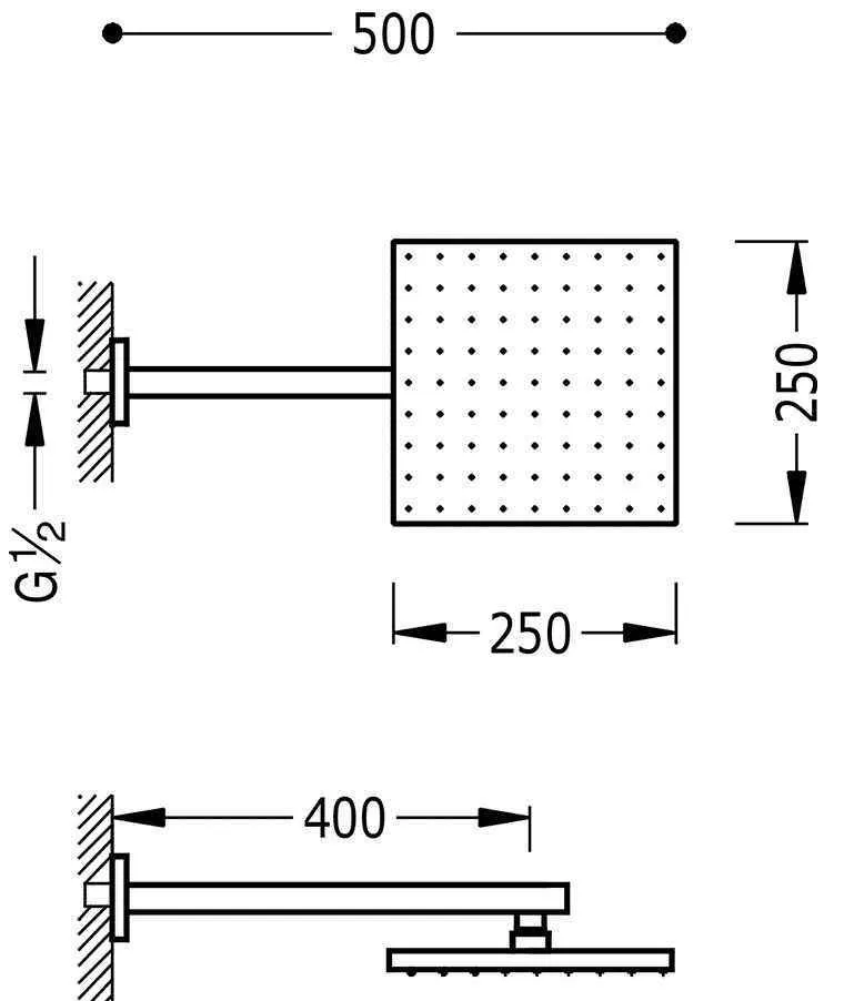 Верхній душ Tres 250Х250 134233