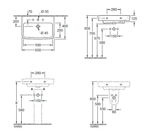 Подвесной умывальник Villeroy and Boch O. Novo 4A416501