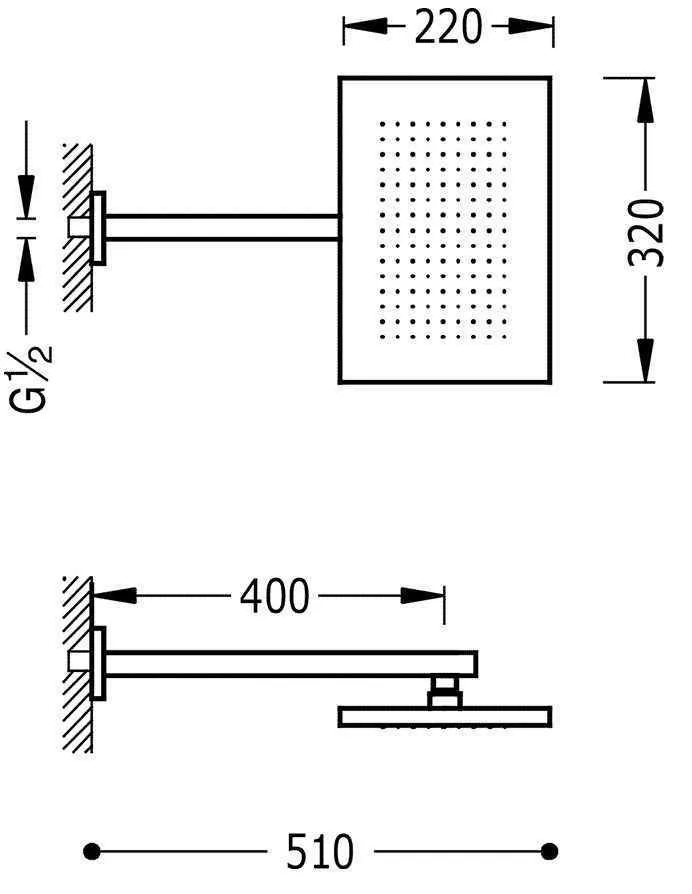 Верхний душ Tres 320Х220 29953202