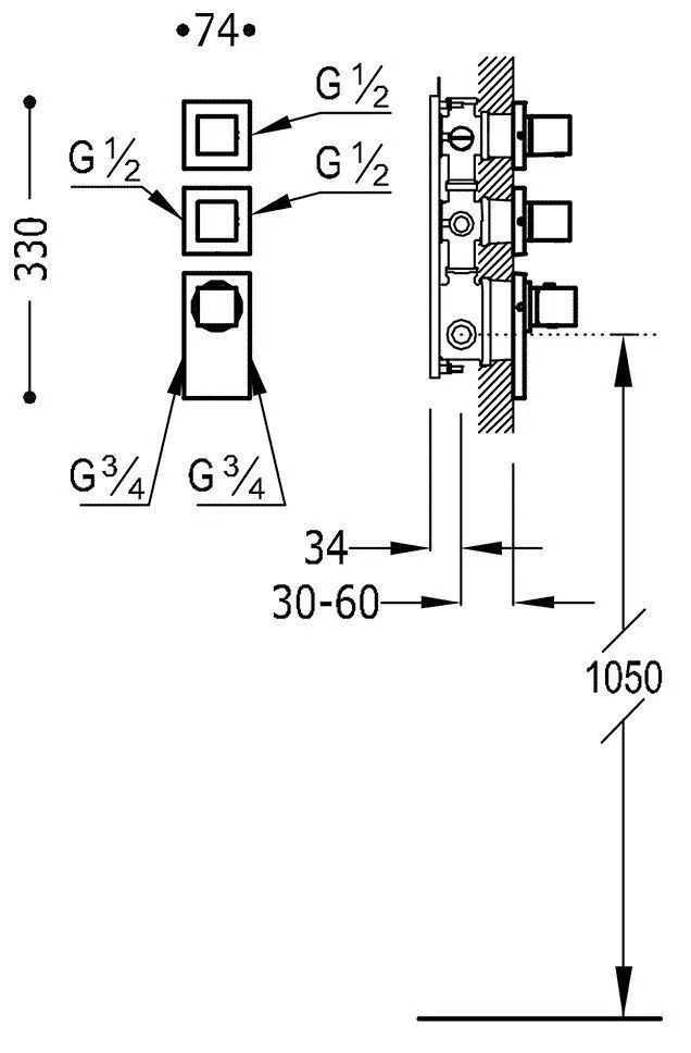 Термостат для душа Tres Block System 20625399OR