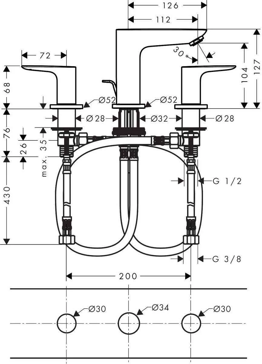 Змішувач для умивальника Hansgrohe Talis E 71733000