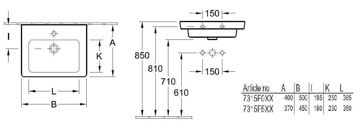 Підвісний умивальник Villeroy and Boch Subway 2.0 7315F501