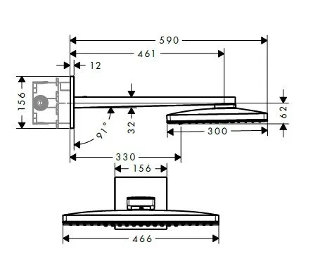 Верхний душ Hansgrohe Rainmaker Select 466 X 300 2jet 24005600