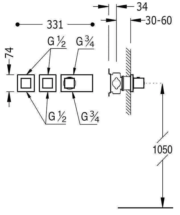 Термостат для душа Tres Block System 20725399OR