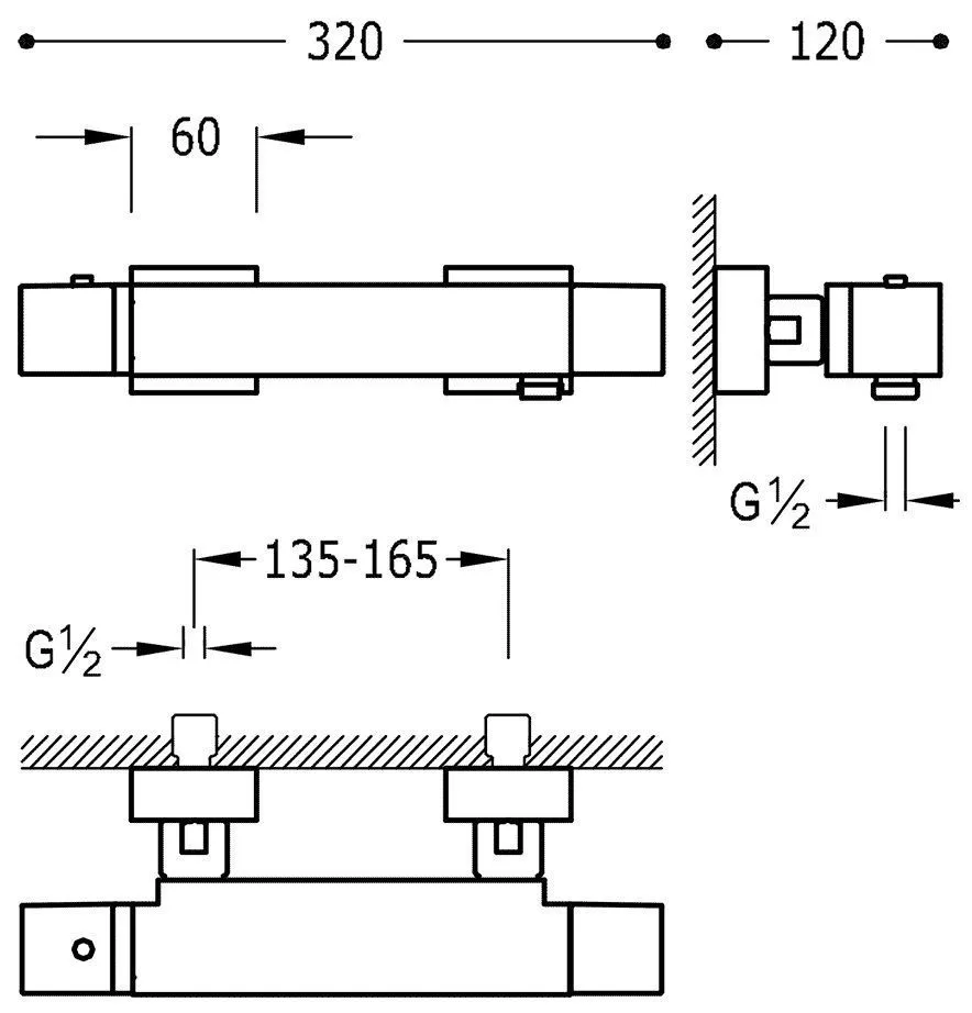 Набор: Термостат для душа с душевым набором  Cuadro Tres 4071649