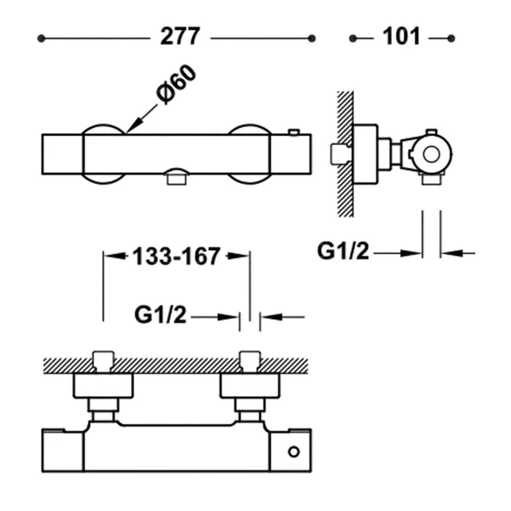 Комплект: Термостат с душевым набором Tres Base Plus