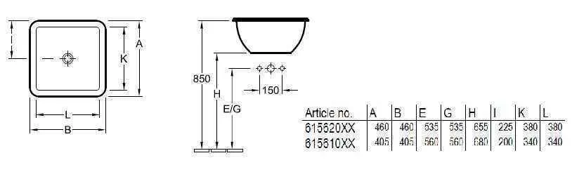 Раковина вбудована в стільницю Villeroy and Boch Loop&Friends 61562001