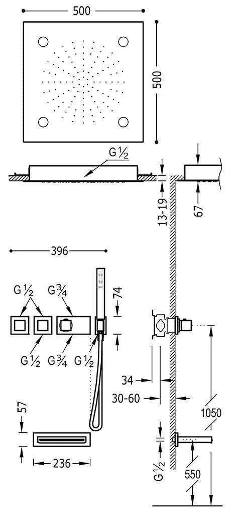 Душова система для ванної Tres Block System 20725307