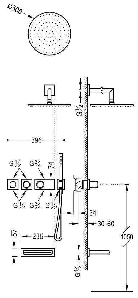 Душевые системы для ванної Tres Block System 20735308AC