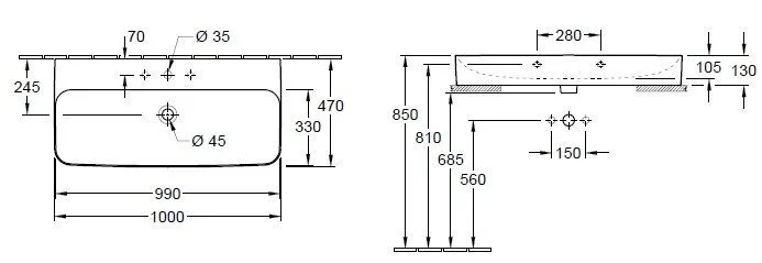 Умывальник на столешницу Finion Villeroy & Boch 41681BRW