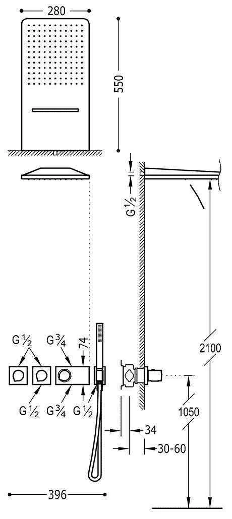 Душова система Tres Block System 20735302NM