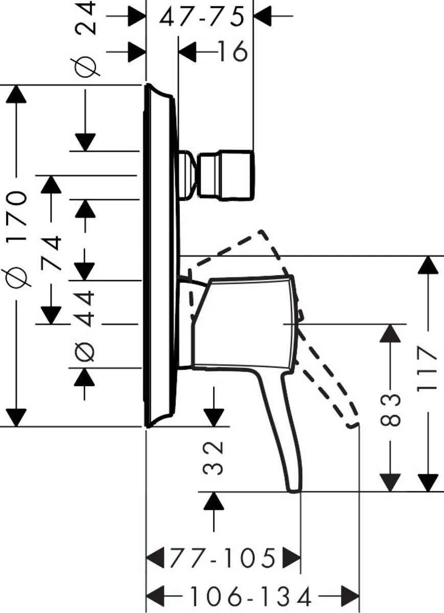 Змішувач для ванної і душа Hansgrohe Metropol Classic 31345090