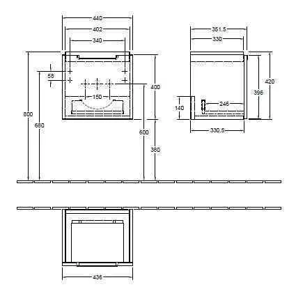 Тумба для умивальника Subway 2.0 Villeroy and Boch A68410FP