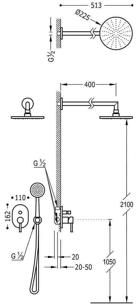 Душевая система Tres Alplus 20318002