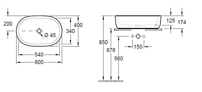 Раковина на столешницу Villeroy and Boch Architectura 41266001