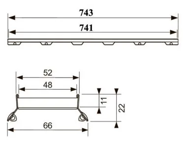 TECEdrainline plate II Верхняя часть дренажного канала " под плитку" 800mm