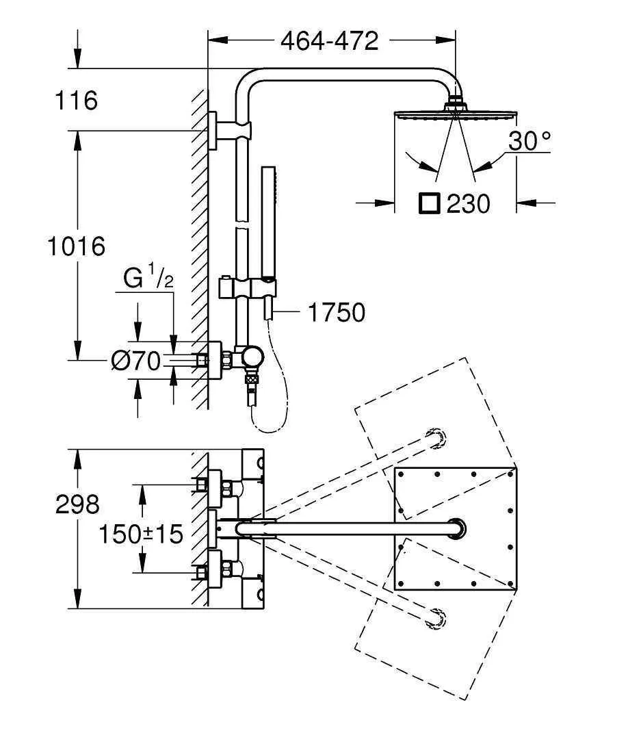 Душевая система с термостатом Grohe Euphoria System 26187000