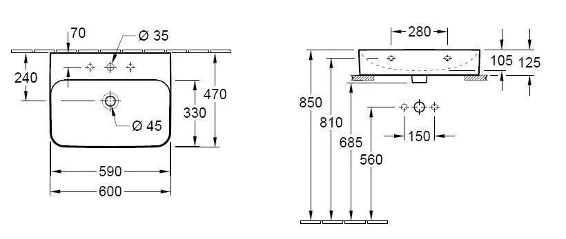 Умывальник на столешницу Finion Villeroy & Boch 41686GR2
