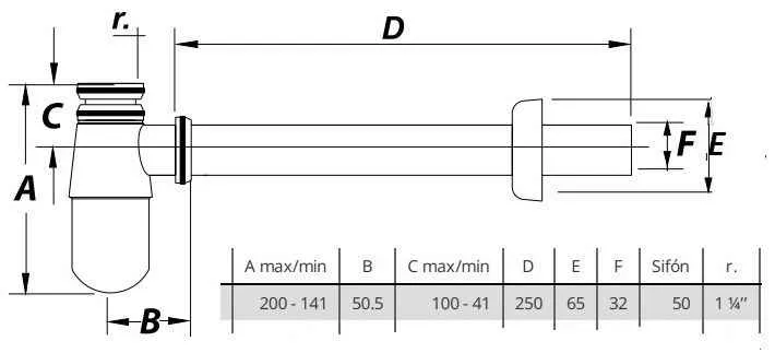 Jimten Сифон для раковини пляшковий. латунь, хром 030007