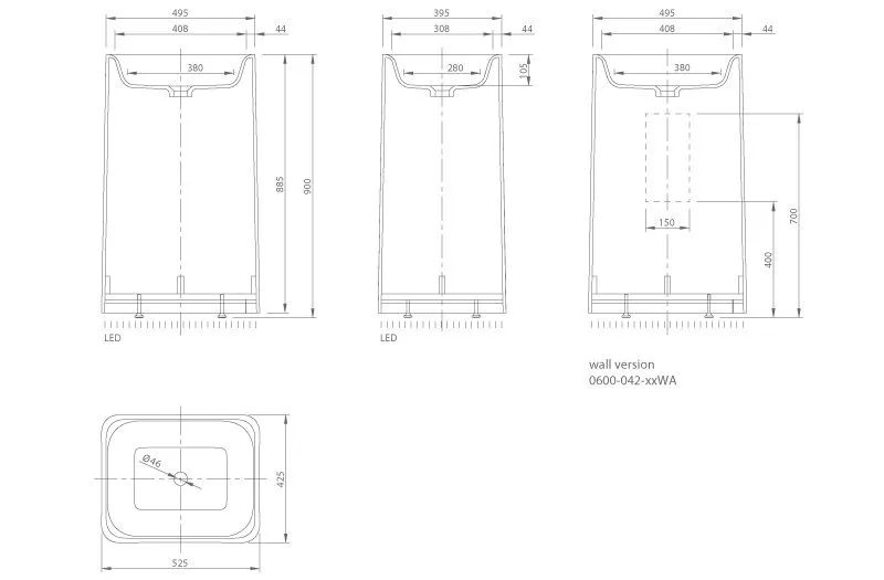 Напольный умывальник Knief Shine 0600-042-01-WA