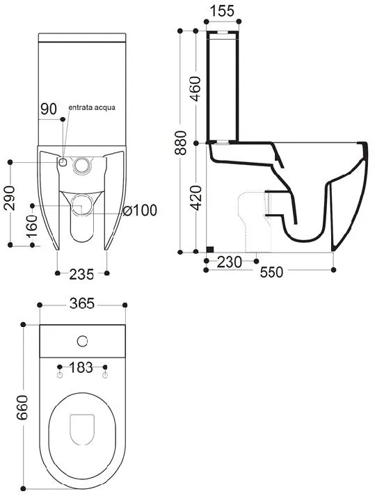 Glomp Напольный унитаз безободковый, с бачком, с сиденьем Soft-Close Slim и слив. механ.,белый