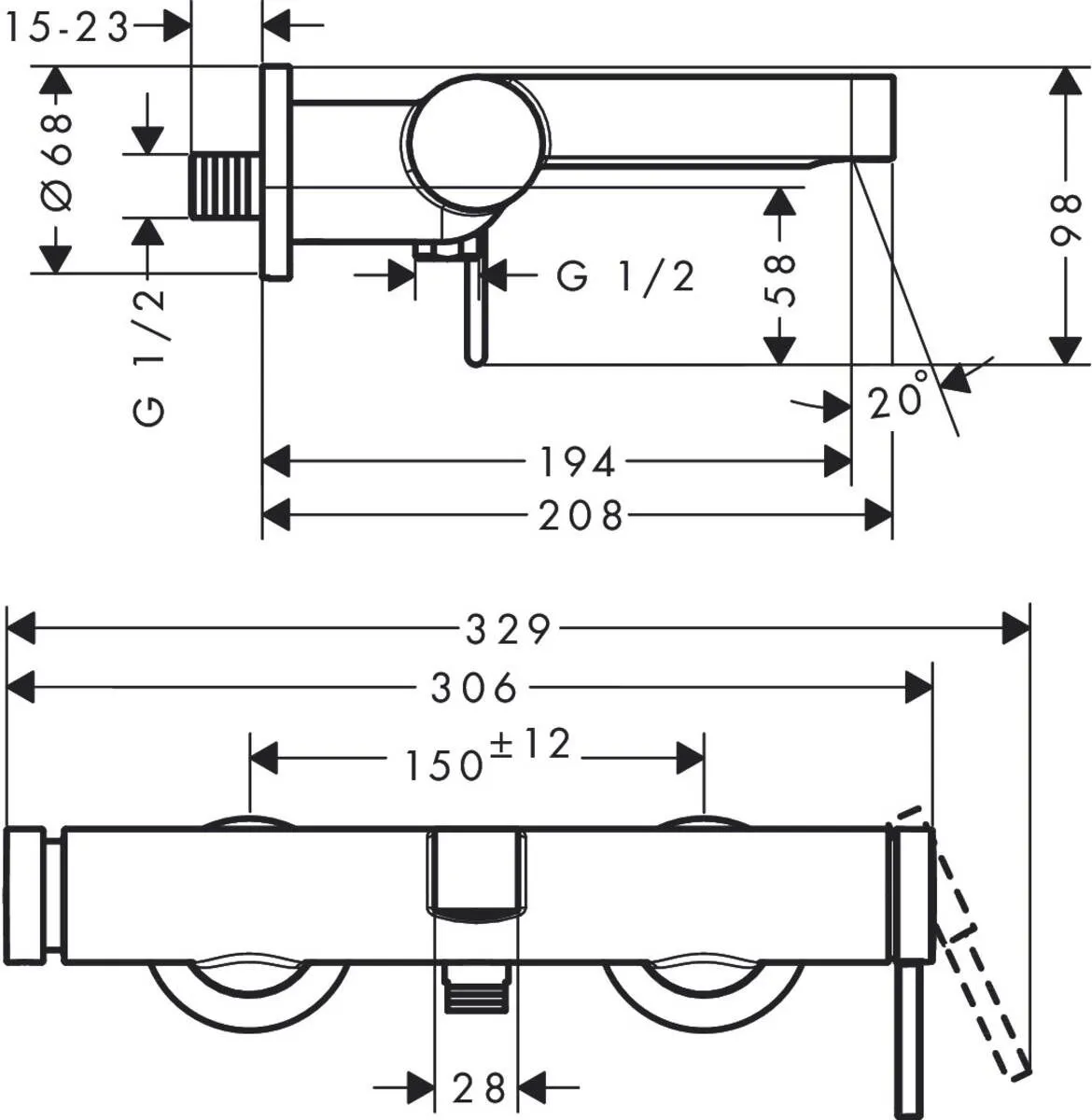 Смеситель для ванны Hansgrohe Finoris 76420700