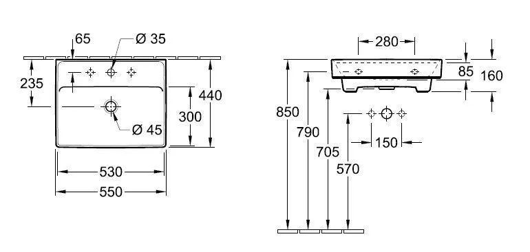 Подвесной умывальник Villeroy and Boch Collaro 4A335601