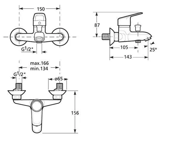 Смеситель для ванны и душа Jika Nariva H3211J70044001