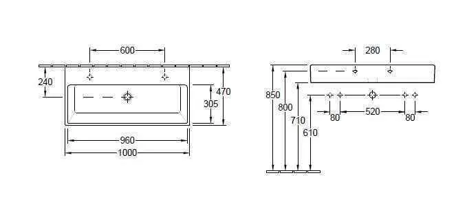 Підвісний умивальник Villeroy and Boch Memento (1000 Х 470 мм) 5133A101