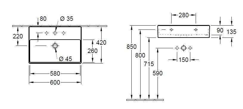 Подвесной умывальник Villeroy and Boch Memento 2.0 4A226001
