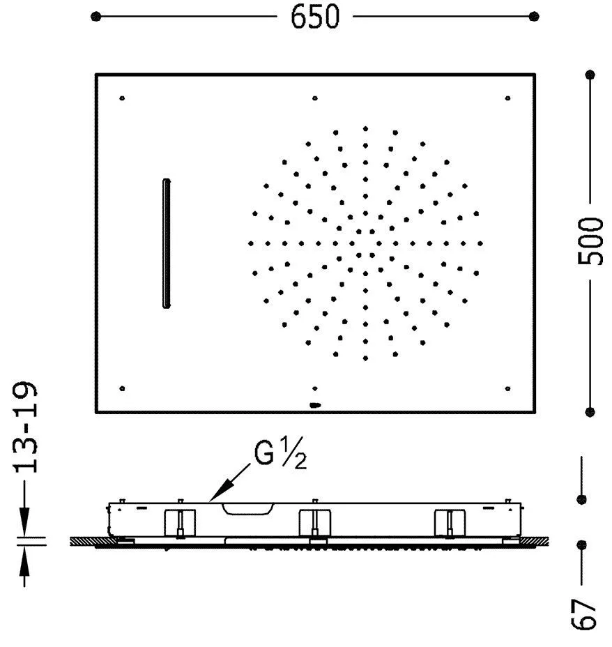 Верхний душ Tres  2 800Х500 29997001BM