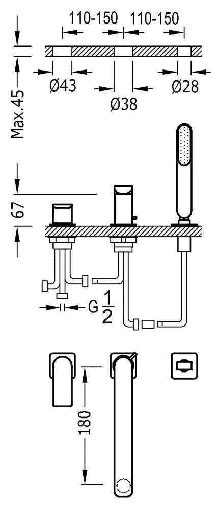 Змішувач для ванної Tres Loft 20016203OM