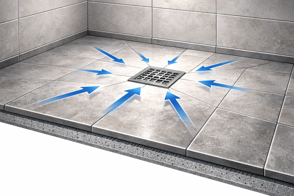 Уклон 2% к трапу