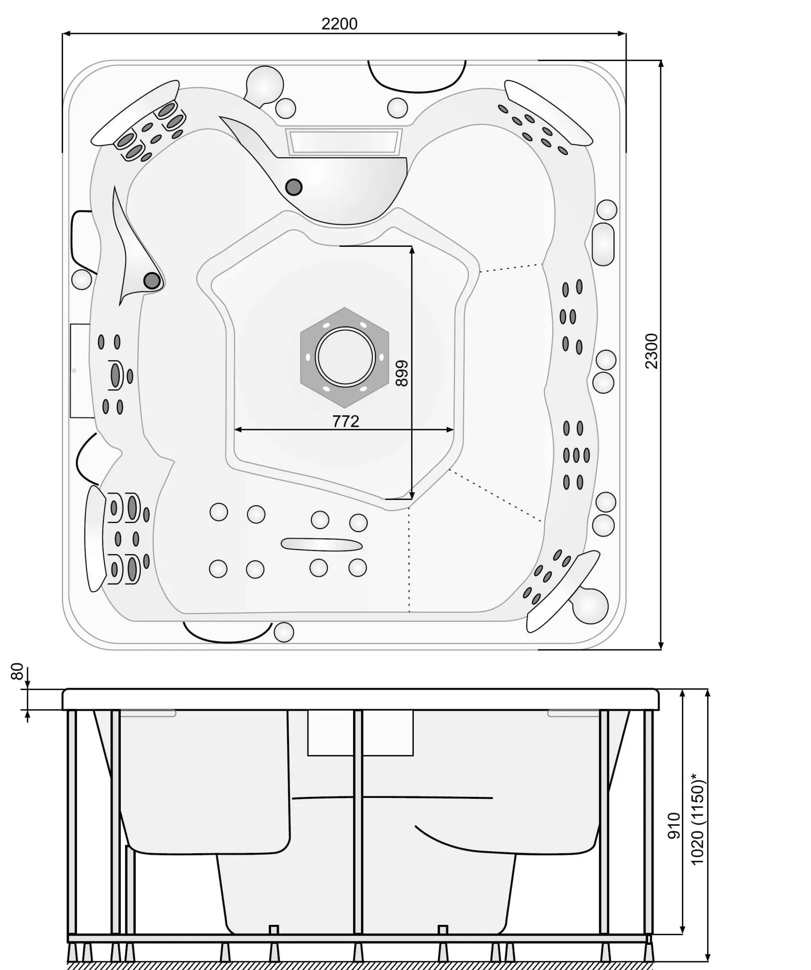 Басейн з гідромасажем Laguna PoolSpa (червоне дерево)