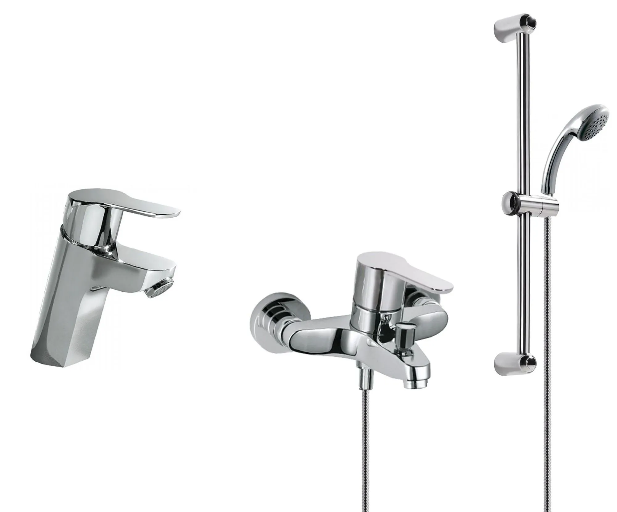 Набор: Змішувач для раковини и смеситель на ванну з душовим набором на штанге Tres №2