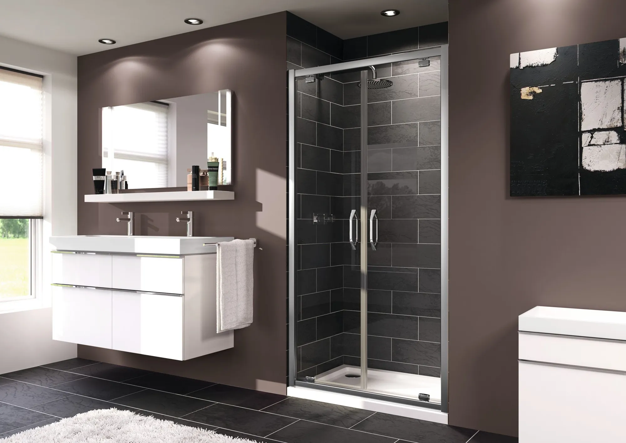 Розсувні двостулкові душові двері Huppe X1 відкривається всередину і назовні 140903.069.321