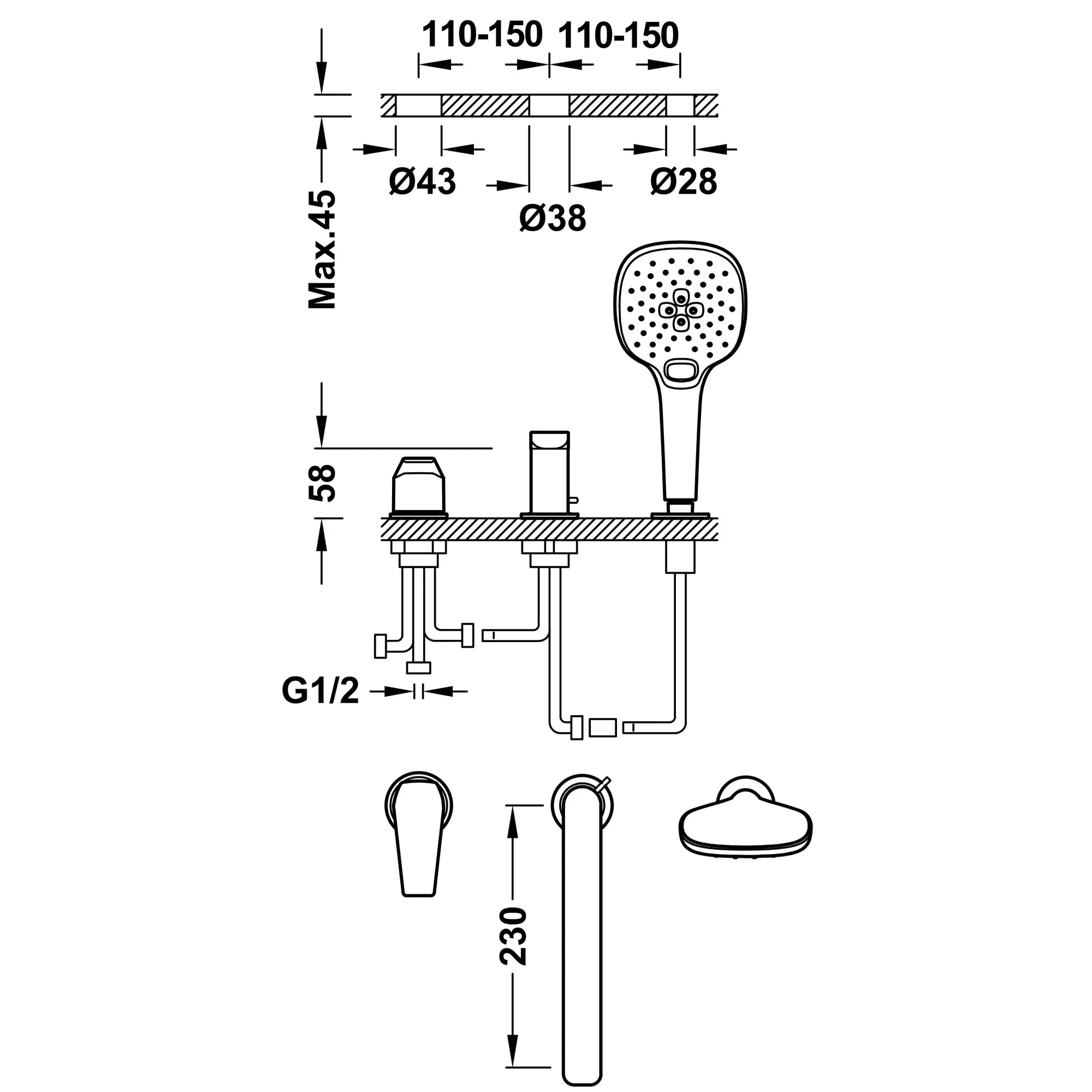 Змішувач для ванної Tres Canigo 21716101