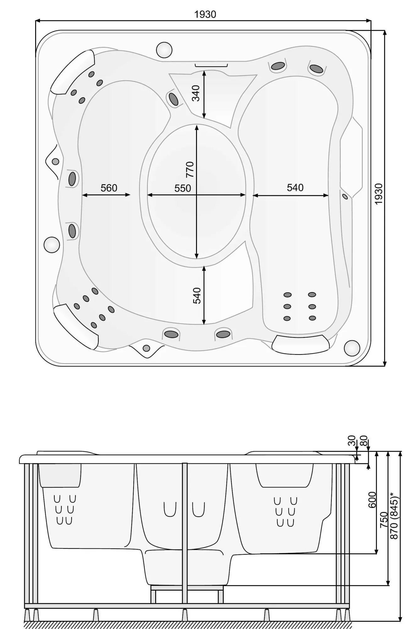 Басейн з гідромасажем Katalina PoolSpa (червоне дерево)